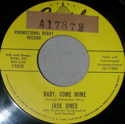 Jack Jones - Baby, Come Home / Good Luck, Good Buddy