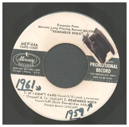 Jack Lawrence, Ruth Lowe - If I Didn't Care / I'll Never Smile Again