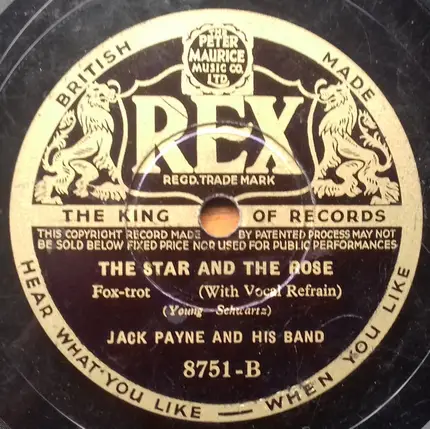 Jack Payne And His Band - Alone / The Star And The Rose