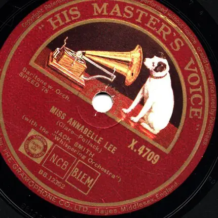 Jack Smith And The Whispering Orchestra - My Blue Heaven / Miss Annabelle Lee