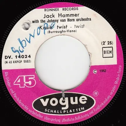 Jack Hammer With The John Van Horn Orchestra - Crazy Twist