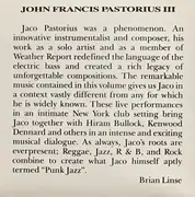 CD - Jaco Pastorius - Live In New York City Volume One (Punk Jazz)