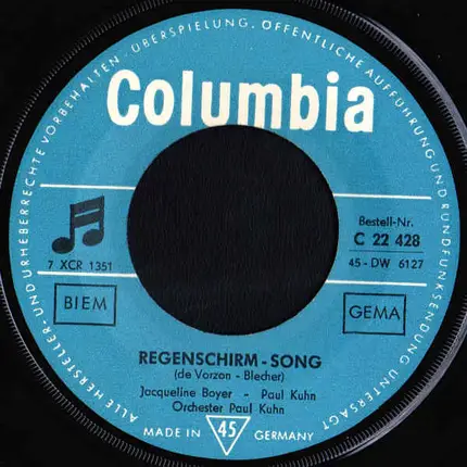 Jacqueline Boyer , Paul Kuhn - Regenschirm-Song