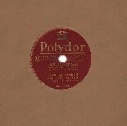 Jacqueline Francois, Jo Boyer - J'Ai Peur de L'Automne/ Tu N'Peux Pas..