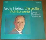 Double LP - Jascha Heifetz , Johannes Brahms , Felix Mendelssohn-Bartholdy , Pyotr Ilyich Tchaikovsky - Die Großen Violinkonzerte - box + booklet