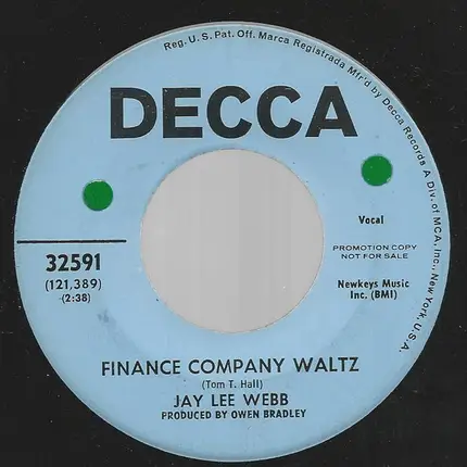 Jay Lee Webb - Your Cow's Gonna Get Out / Finance Company Waltz