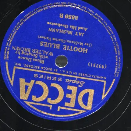 Jay McShann / Jay McShann And His Orchestra - Confessin' The Blues / Hootie Blues