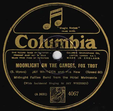Jay Whidden And His New Midnight Follies Band - Chinese Moon / Moonlight On The Ganges
