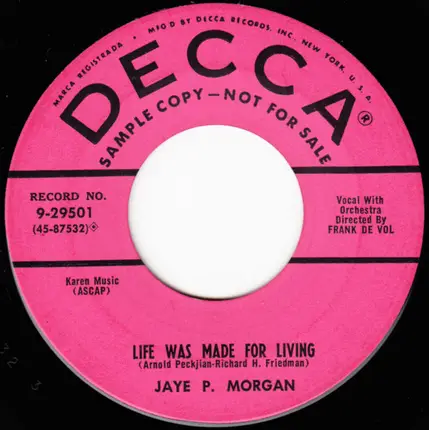 Jaye P. Morgan - Have You Ever Been Lonely / Life Was Made For Living