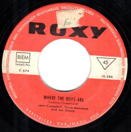 Jean Campbell , Steve Stannard And His Group - Will You Love Me Tomorrow / Where The Boys Are