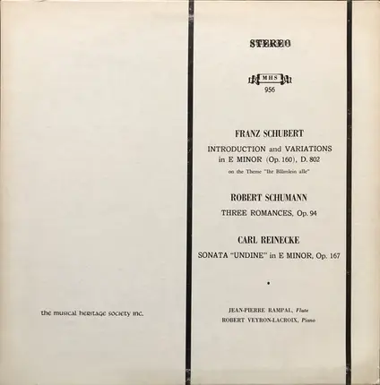 Schubert / Schumann / Carl Reinecke - Music For Flute And Piano