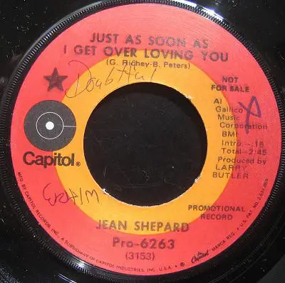 Jean Shepard - Just As Soon As I Get Over Loving You