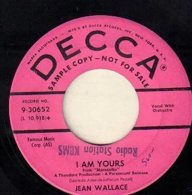 Jean Wallace - Maracaibo Moon / I Am Yours
