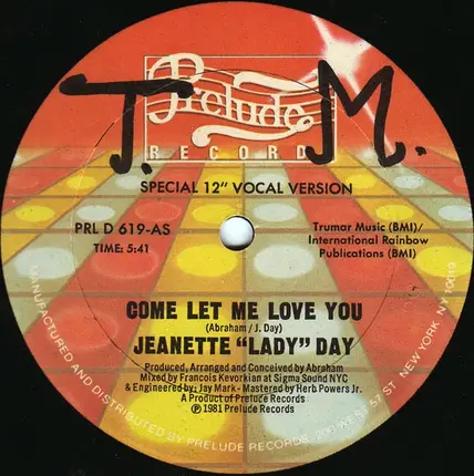 Jeanette 'Lady' Day - Come Let Me Love You (Special 12' Vocal Version)