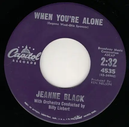 Jeanne Black - Don't Speak To Me / When You're Alone