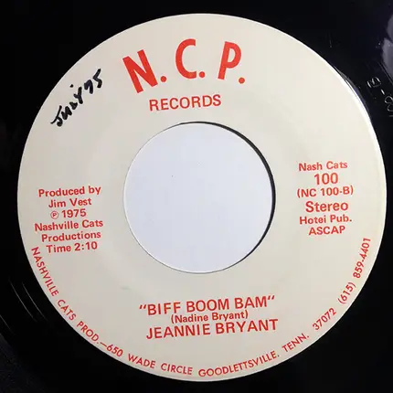 Jeannie Bryant - You Could Know As Much About A Stranger / Biff Boom Bam