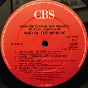 LP - Jeff Wayne - Highlights From Jeff Wayne's Musical Version Of The War Of The Worlds - Red labels