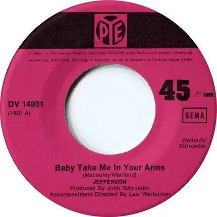 Jefferson - Baby Take Me In Your Arms / I Feel Flat On My Face