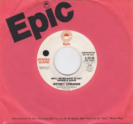 Jeffrey Comanor - We'll Never Have To Say Goodbye Again