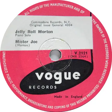 Jelly Roll Morton - Winin' Boy Blues / Mister Joe