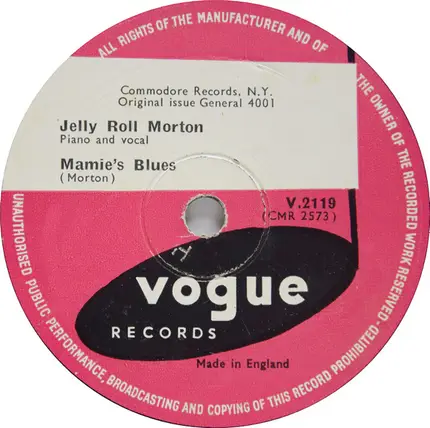 Jelly Roll Morton - Mamie's Blues / Original Rags