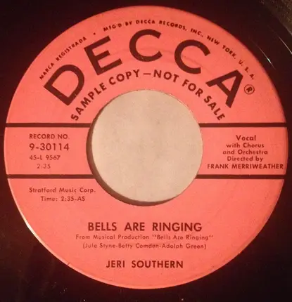 Jeri Southern - Bells Are Ringing / Just In Time