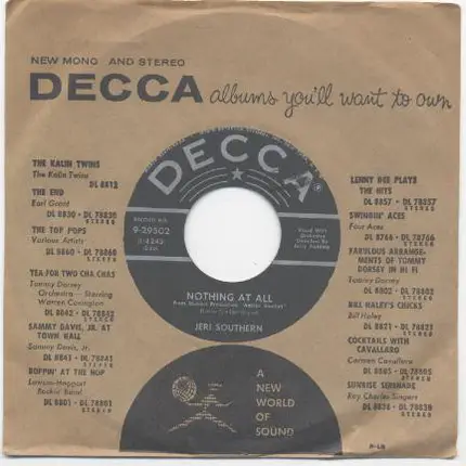 Jeri Southern - Come By Sunday / Nothing At All