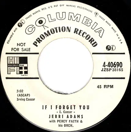 Jerri Adams - Walk Fast / If I Forget You