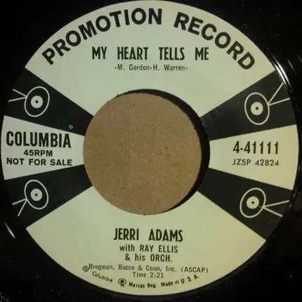 Jerri Adams With Ray Ellis And His Orchestra - Every Night About This Time / My Heart Tells Me