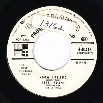 Jerri Adams Featuring The Tattle Tales - Snow Dreams / Guess I Had Too Much To Dream Last Night