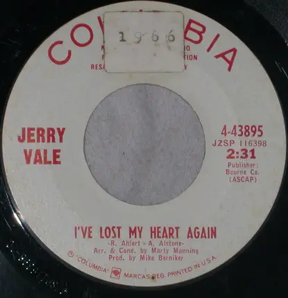 Jerry Vale - Somewhere / I've Lost My Heart Again