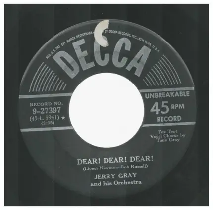 Jerry Gray And His Orchestra - Music By The Angels / Dear! Dear! Dear!