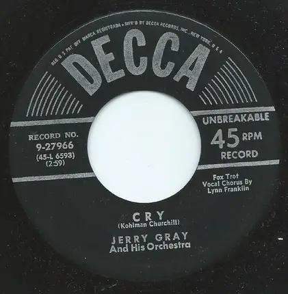 Jerry Gray And His Orchestra - Adios / Cry