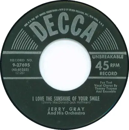 Jerry Gray And His Orchestra - Push 'Em Away / I Love The Sunshine Of Your Smile