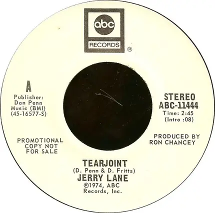 Jerry Lane - Tearjoint / Walk Off The World