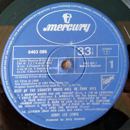 Jerry Lee Lewis - Best Of The Country Music Hall Of Fame Hits