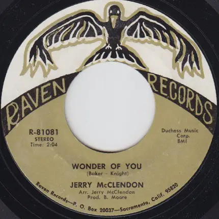 Jerry McClendon - Wonder Of You / I Wish I Was In California