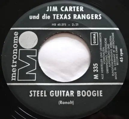 Jim Carter Und Die Texas Rangers - Arizona Train / Steel Guitar Boogie