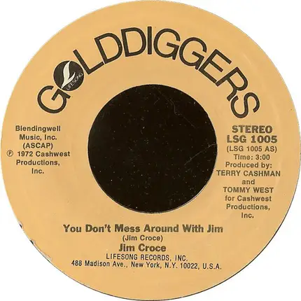 Jim Croce - You Don't Mess Around With Jim / Lover's Cross