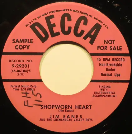 Jim Eanes & The Shenandoah Valley Boys - Shopworn Heart