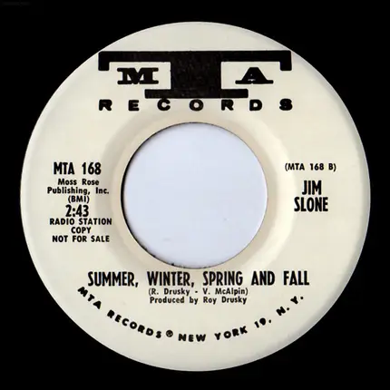 Jim Slone - That's My Song / Summer, Winter, Spring And Fall