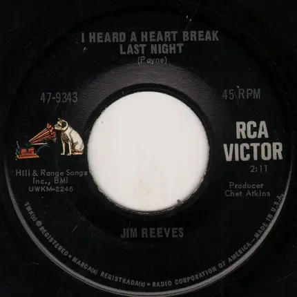 Jim Reeves - I Heard A Heart Break Last Night