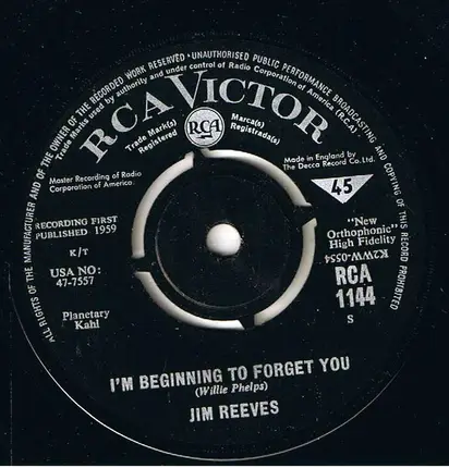 Jim Reeves - Partners / I'm Beginning To Forget You