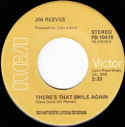 Jim Reeves - You'll Never Know / There's That Smile Again