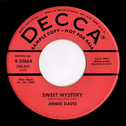 Jimmie Davis With The Anita Kerr Singers - I'm Bound For The Kingdom / Sweet Mystery