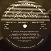 LP - Jimmie Rodgers - Jimmie Rodgers Sings And Plays 12 Immortal Songs