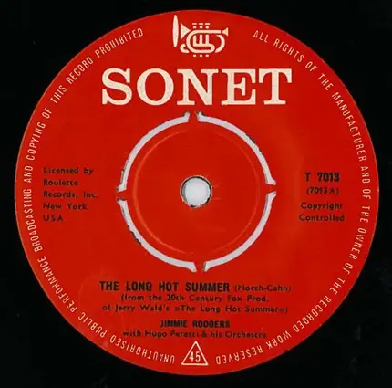 Jimmie Rodgers With The Hugo Peretti Orchestra - The Long Hot Summer / Woman From Liberia