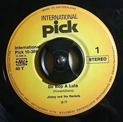 Jimmy & The Rackets - Be Bop A Lula / Jump Jive