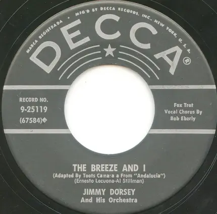 Jimmy Dorsey And His Orchestra - The Breeze And I / Green Eyes