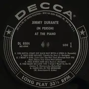 LP - Jimmy Durante - In Person - At The Piano - Mono